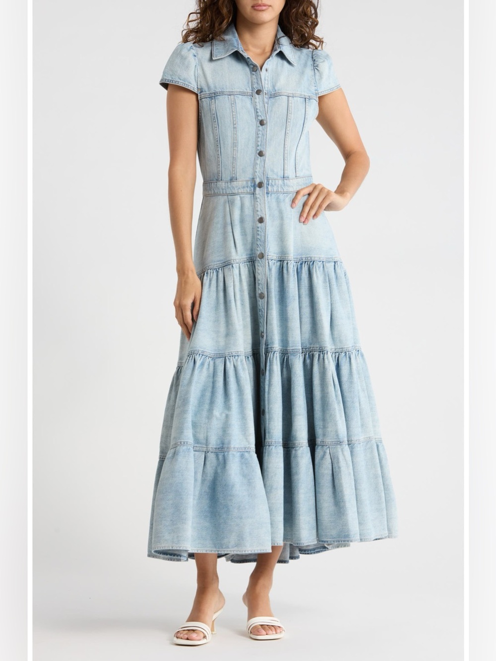 Patsy Tiered Denim Shirtdress - Picture 3 of 11